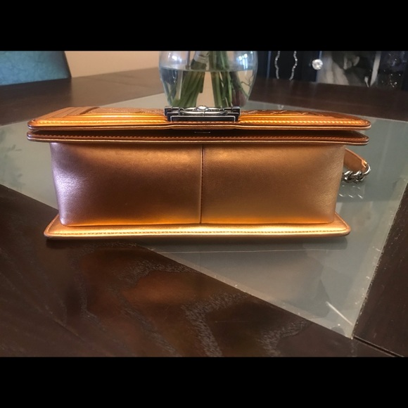 Chanel 14S Orange Metallic Patent Leather Boy - Picture 8 of 11